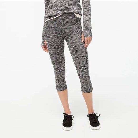 J. Crew Pants - J Crew Womens Cropped Leggings Space Dye Black Shadow Side Pocket size Small